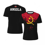 Camisola de Bandeira de Angola Manga Curta Casual Secagem Rápida Masculina Moda de Verão