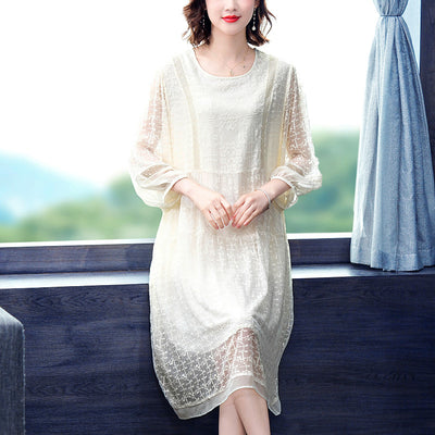3D Embroidered Silk Dress