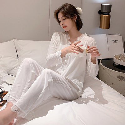 Gold Velvet Pajamas Women's Long-sleeved Homewear Two-piece Set