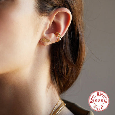 S925 Sterling Silver Personalized Line Sun Light Fashion Stud Earrings