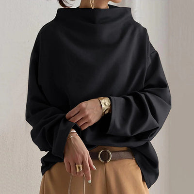 Women's Solid-color Pullover Turtleneck Oversized Sweatshirt