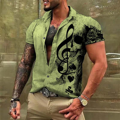 Men's Digital Printing Lapel Thin Japanese Shirt