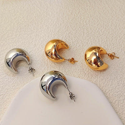 Crescent Semicircle Hollow Earrings