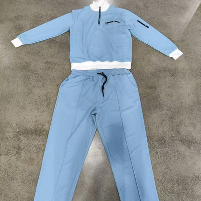 Men's Color-Block Zip-Up Stand-Collar Sweatshirt And Sweatpants Set