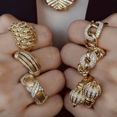 Anel Tichen Design novo retro moderno e versátil para mulher, alta qualidade, galvanização a vácuo, hipoalergénico, anel de moda