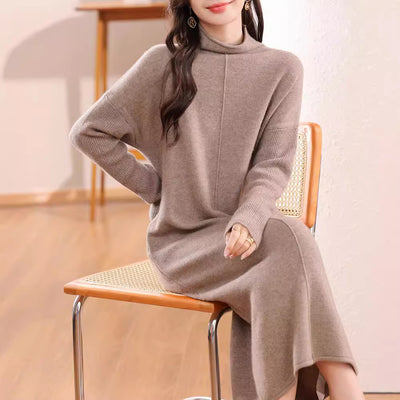 Vestido de malha folgado, casual e versátil em mistura de seda