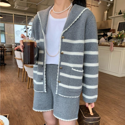 Casual Single-breasted Loose-fitting Versatile Knitwear Set