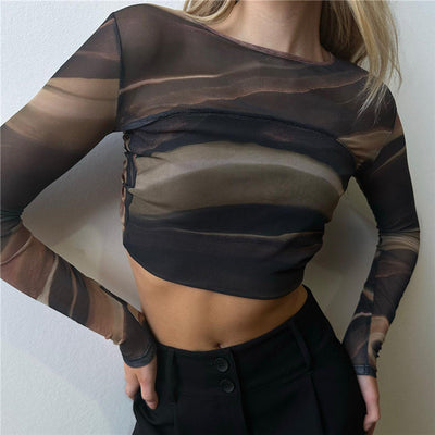 Women's Fashion Printing Fitted Short T-shirt