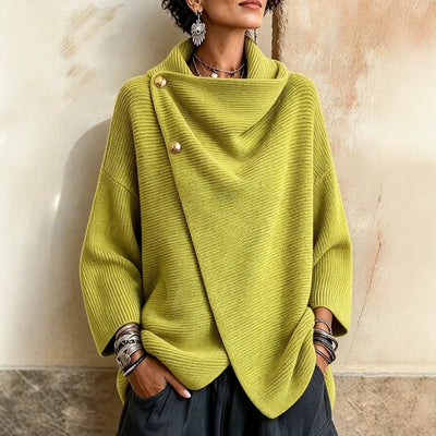 Top canelado de malha assimétrico na moda com botões