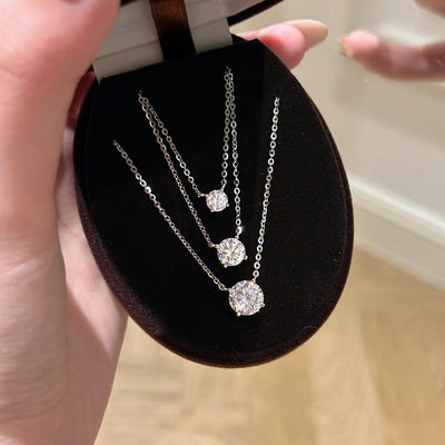 Colar diamante de nariz igual ao de Zhao Lusi com pendente em gota, mini pendente solitário de zircónia clássico de quatro garras, corrente de clavícula
